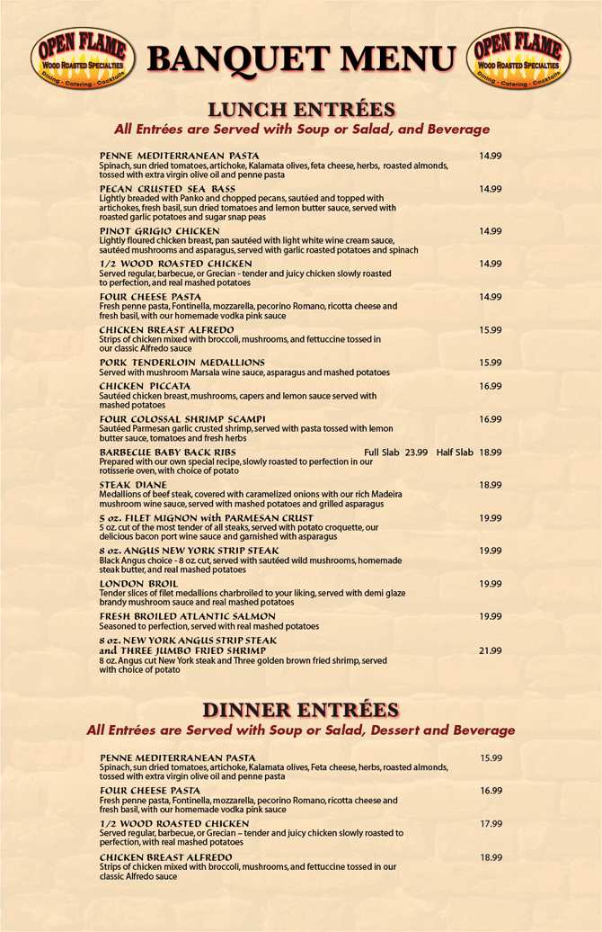 Restaurant Banquet Menu